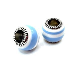 Brighton Sugar Stripes Light Blue & White Silver Spacer Bead - Lot of 2